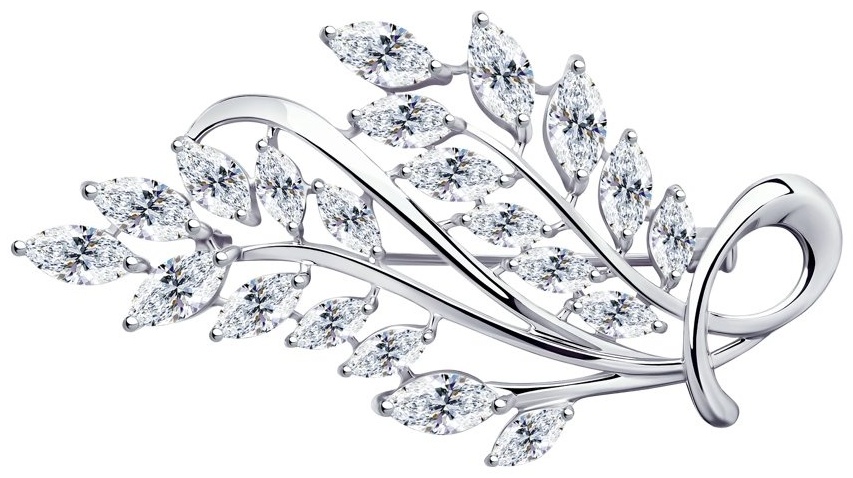 Брошь Diamant 94-140-00485-1 вес 8.45 г серебро, фианит