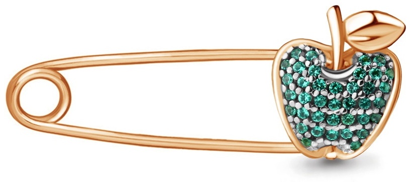 Булавка AQUAMARINE 72557Г вес 1.107 г серебро, наноизумруд