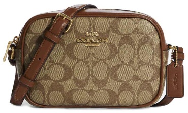 Мини-сумка Coach натуральная кожа, канвас коричневый