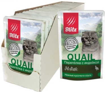 BLITZ кусочки в соусе перепелка, индейка 85 г 24 шт