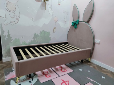 Кровать Zhasmin Зайка односпальная, 90x200 см (без матраса, подъёмный механизм) коричневый
