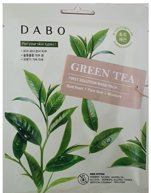 Маска для лица Dabo тканевая GREEN TEA 1 шт