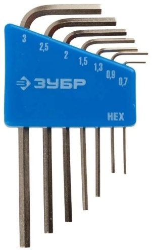 Шестигранный ключ Г-образный ЗУБР арт.27471-H7, 7 шт