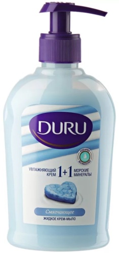Жидкое мыло туалетное DURU 1+1 Увлажняющий крем & Морские минералы 300 мл