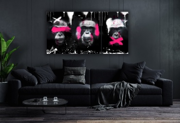 Rich Bro модульная картина Три обезьяны Триптих 120x60 см