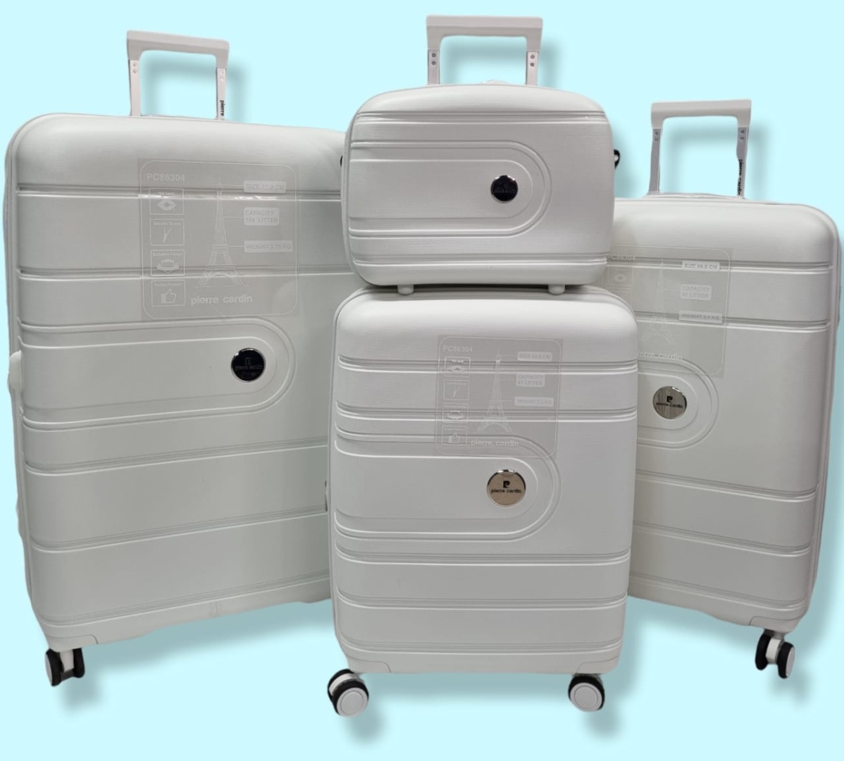 Комплект чемоданов Pierre Cardin PC86304 4 полипропилен 109 л белый