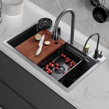 Кухонная мойка B680X460 68х46х22 см, нержавеющая сталь, тон черный