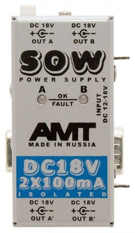Блок питания AMT для электрогитары, для бас-гитары SOW PS-2 DC-18V 2x100mA