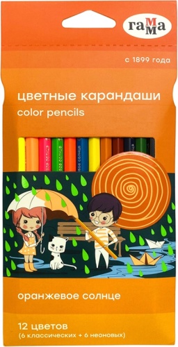 Цветной карандаш ГАММА форма шестигранная 12 шт