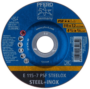 Pferd шлифовальный абразивный диск E 115-7 PSF STEELOX 115x22.23 мм 1 шт