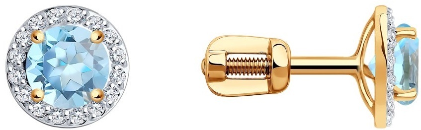 Пусеты SOKOLOV EAR-SO-585-882587 вес 1.43 г золото, топаз
