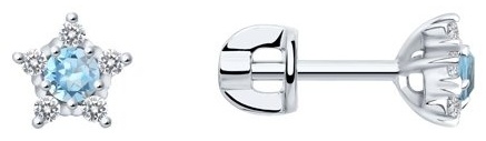 Пусеты SOKOLOV 92022422 вес 1.64 г серебро, топаз, фианит