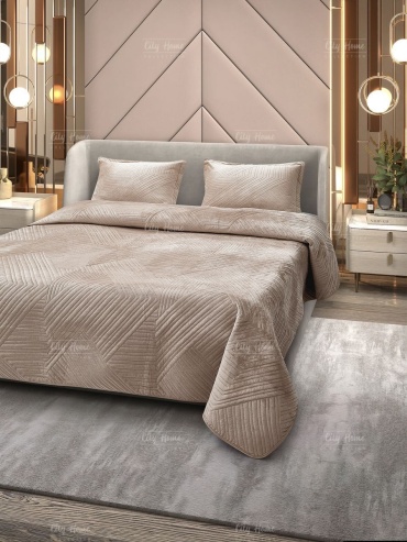 Покрывало Home City 220х240 см, хлопок, велюр, бежевый
