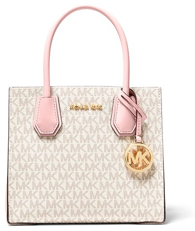 Сумка кросс-боди Michael Kors натуральная кожа, канвас белый, розовый