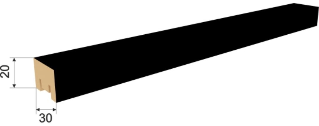 Рейка STELLA Милана Black Edition для стен МДФ 2700х30х20 мм