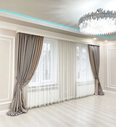 Комплект Viva Lux 600x280 см 2 шт, бархат, бежевый, серебристый