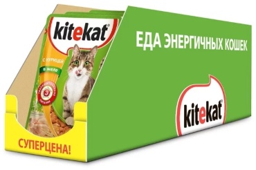 Kitekat кусочки в желе курица 85 г 28 шт