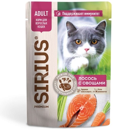 Sirius кусочки в соусе лосось, овощи 85 г 1 шт