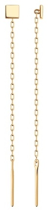 Серьги-цепочки Diamant 51-123-00728-1 вес 0.66 г золото, без вставок