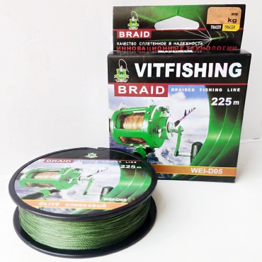 Леска VitFishing плетеная WEI-D05-025 0.50 мм 225м зеленый 0.5 мм зеленый