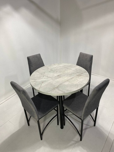 Комплект MEBEL STYLE GROUP 115802188, стол 90х90 см + 4 стула, серый