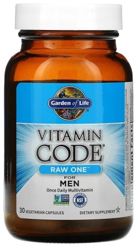 Garden of Life мультиминералы Vitamin Code, Raw One For Men Once Daily Multivitamin 30 капсул
