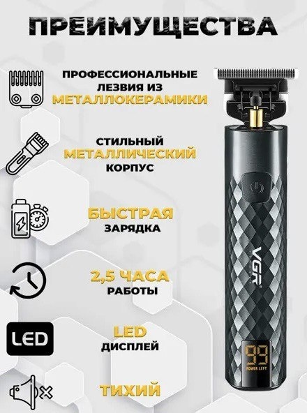 VGR Professional машинка для стрижки Voyager синий