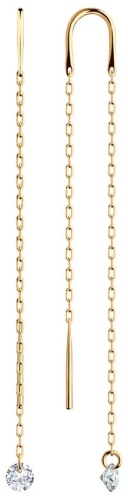 Серьги-цепочки SOKOLOV 028625 вес 1.15 г золото, фианит