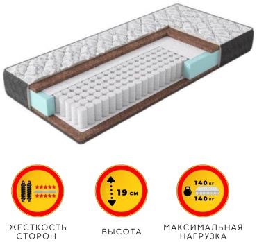 Матрас ALI HOUSE Uani Supi, 60x120x19 см, чехол вискоза