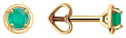 Пусеты Diamant 51-322-01306-7 вес 0.91 г золото, агат