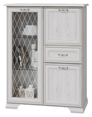 Комод MLK Николь, 96x48x124 см, белый, серый, бежевый