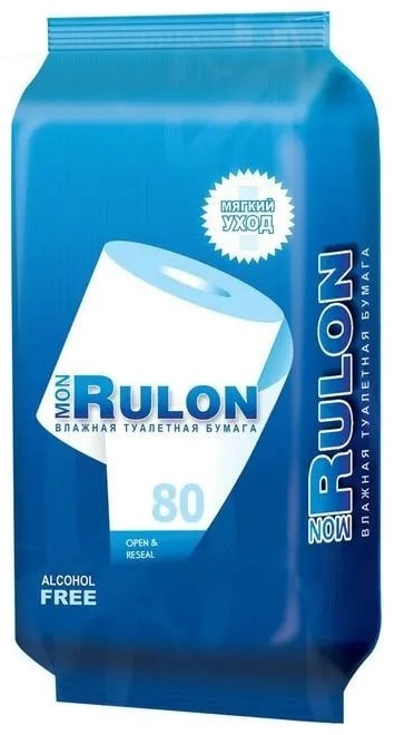 Mon Rulon влажная туалетная бумага 1-слойный 80 шт, смешанная целлюлоза
