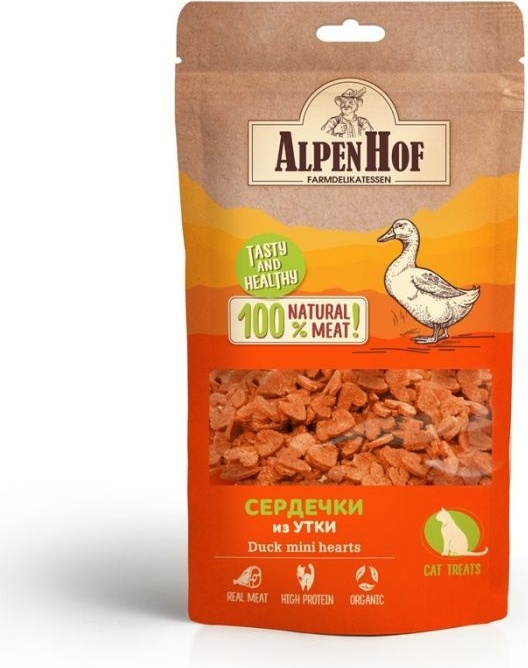 Купить Корм Alpenhoff Лакомство для кошек AlpenHof сердечки из утки 50 ...