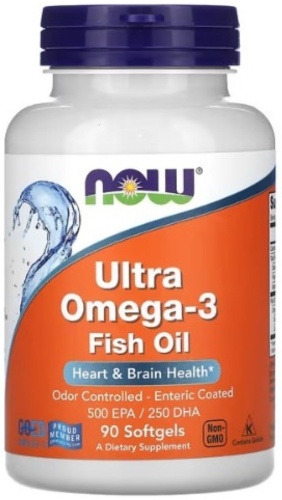 NOW Ultra Omega-3 Fish Oil 500 EPA/250 DHA капсулы 90 шт