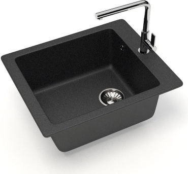 Кухонная мойка GLANZ J8G35 42.5х50х19.5 см, искусственный гранит, тон антрацит