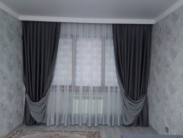Комплект Perizat 600x280 см 3 шт, блэкаут, серебристый, серый
