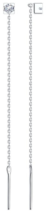Серьги-цепочки Diamant 94-120-01035-1 вес 2 г серебро, фианит