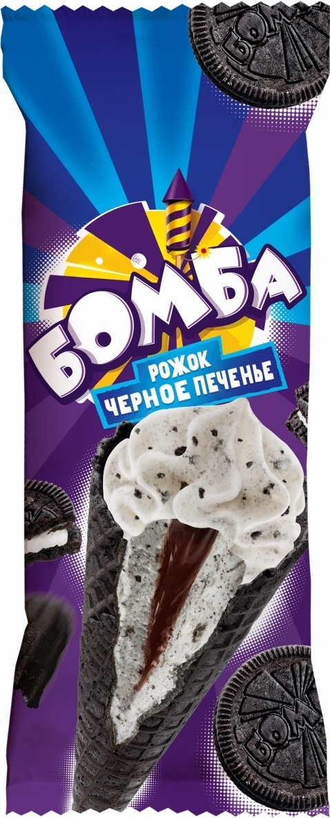 Мороженое Шин-Лайн Бомба черное печенье 125 г