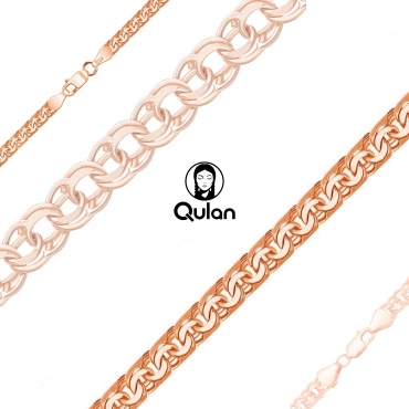 QULAN 220371-ДЗ длина 50 см, вес 3.43 г золото, плетение гарибальди