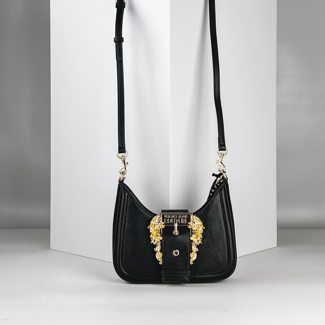 Сумка хобо Versace экокожа черный, золотистый