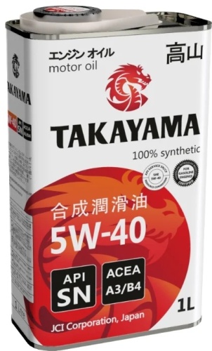 Синтетическое Takayama 100% synthetic 5W-40 1 л
