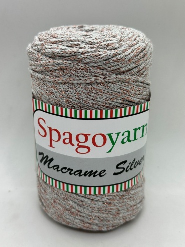 Моток Spagoyarn Macrame Silver серый с бронзой 225 м 250 г
