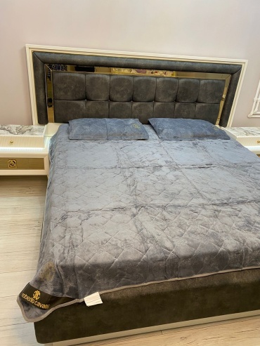 Покрывало с наволочками AN Home 220х240 см, велюр, серый