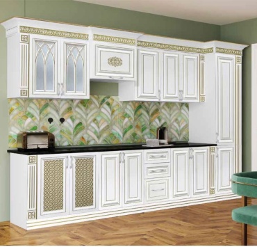 Кухонный гарнитур Royal Brand Катрин Арка, 305x230х60 см, ЛДСП, белый, золотистый