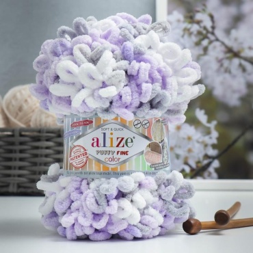 Моток Alize Пряжа "Puffy Fine Color" 100% микрополиэстер 14,5м/100гр (6372) 7390585,7390585 сиреневый 14.5 м 100 г