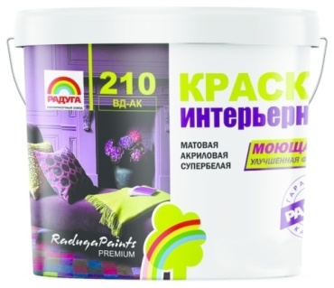 РАДУГА акриловая 210 ВД-АК интерьерная моющаяся A 3.5 кг, белый