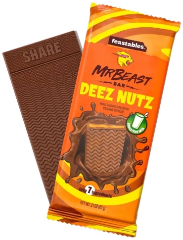 Feastables Mr.Beast Deez Nuts with Peanut Butter шоколадная плитка молочный 60 г