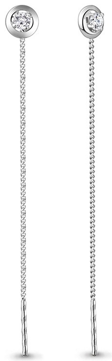 Серьги-цепочки AQUAMARINE 45473А вес 0.9 г серебро, фианит