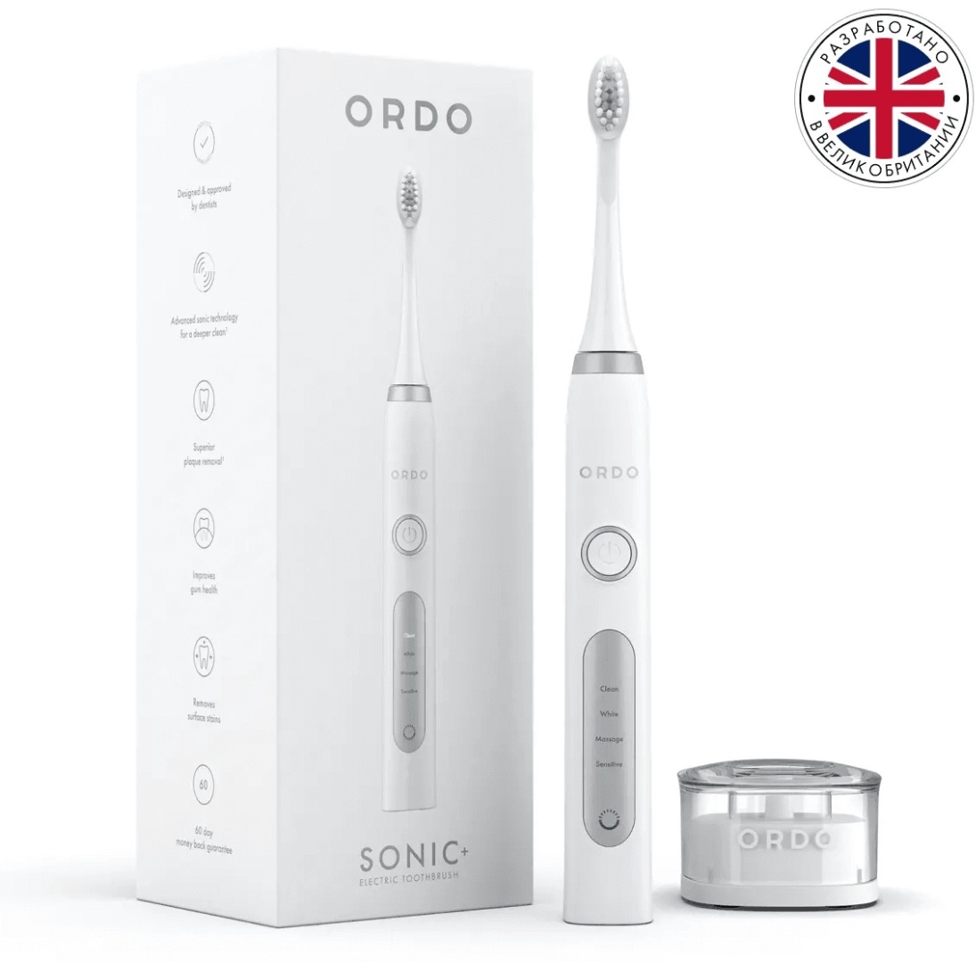 Ordo звуковая щетка Sonic+ SP2000-WS щетина средняя белый, серебристый