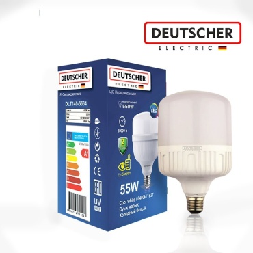 Deutscher 55W E27, светодиодная, холодный белый